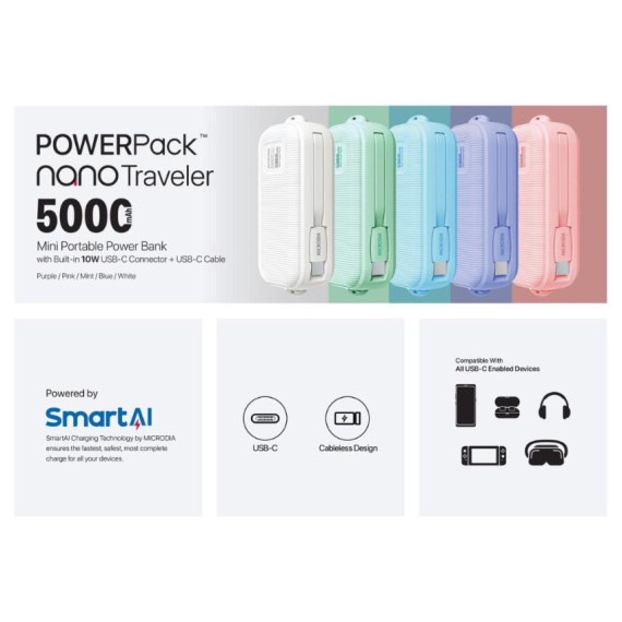 Microdia POWERPack™️ Nano Traveller 10W 迷你 5000mAh 行動電源